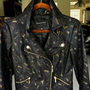 Black Gold Metallic Zipper Waist Jacket